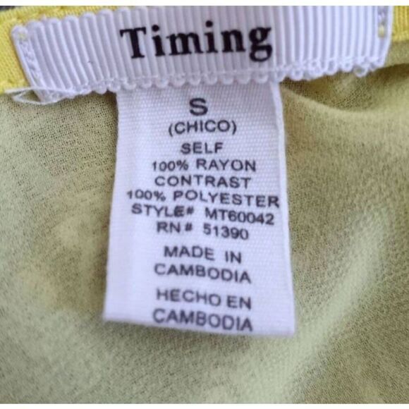 TIMING YELLOW SLEEVELESS TOP SZ.S EUC - Picture 3 of 3